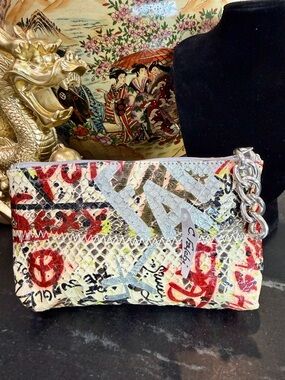 VINTAGE CARLOS FALCHI Snakeskin Zipper Bag from the Graffiti Collection NWOT